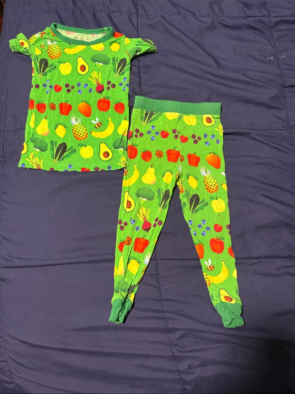 Little Sleepies Green Fruit & Veggie Print Pajama Set